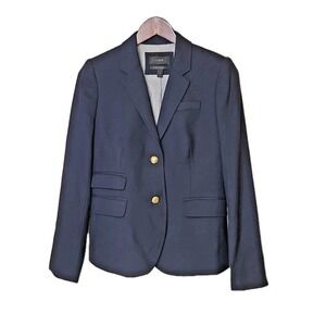 J Crew Blazer Blue Schoolboy Wool Jacket Womens Size 4 Capsule Career Academia